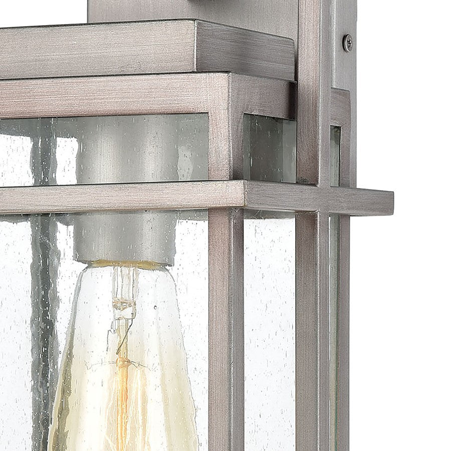 Atlas Lighting Breckenridge 14in 1-Light Outdoor Sconce | Transitional Weathered Zinc and Clear Seeded Glass | Porch & Entryway | Model OL11078-SV