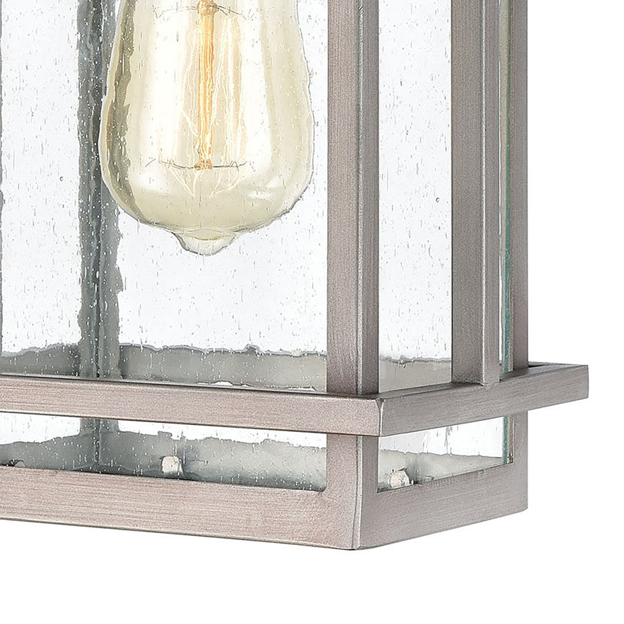 Atlas Lighting Breckenridge 14in 1-Light Outdoor Sconce | Transitional Weathered Zinc and Clear Seeded Glass | Porch & Entryway | Model OL11078-SV