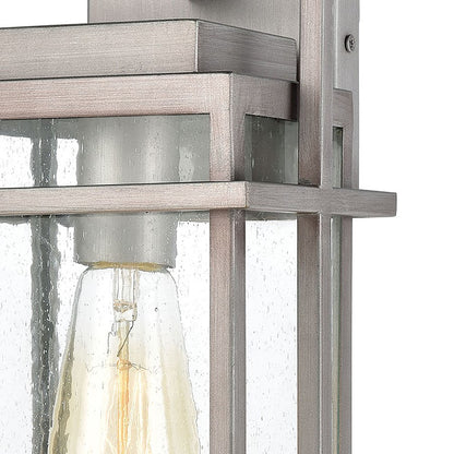 Atlas Lighting Breckenridge 14in 1-Light Outdoor Sconce | Transitional Weathered Zinc and Clear Seeded Glass | Porch & Entryway | Model OL11078-SV