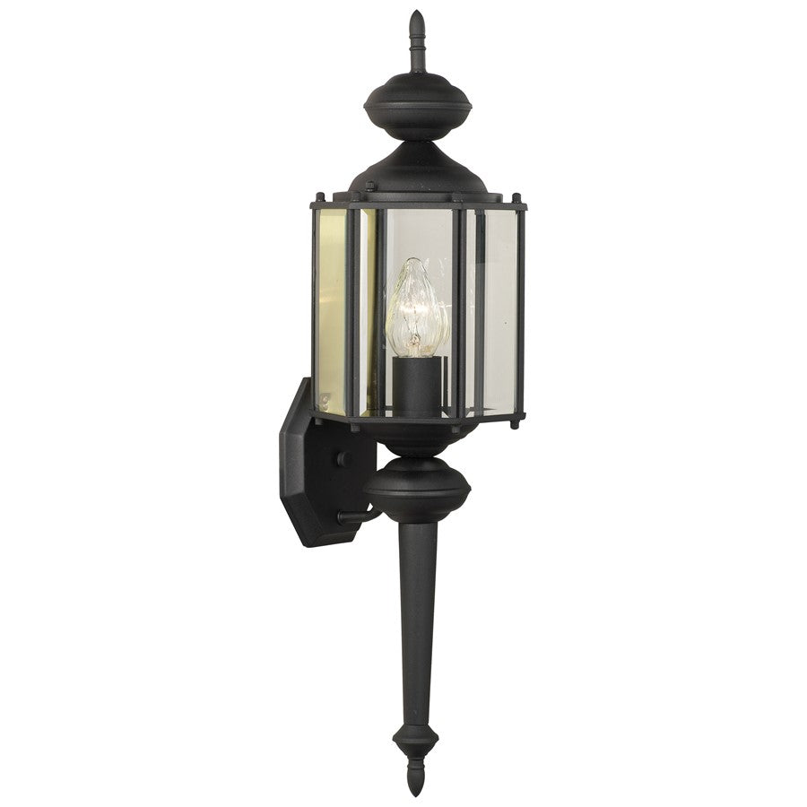 Atlas Lighting Brentwood 25in 1-Light Outdoor Sconce | Traditional Black Metal Lantern | Entryway & Covered Porch | 7 x 6 x 25 in | Model OL11080-BK