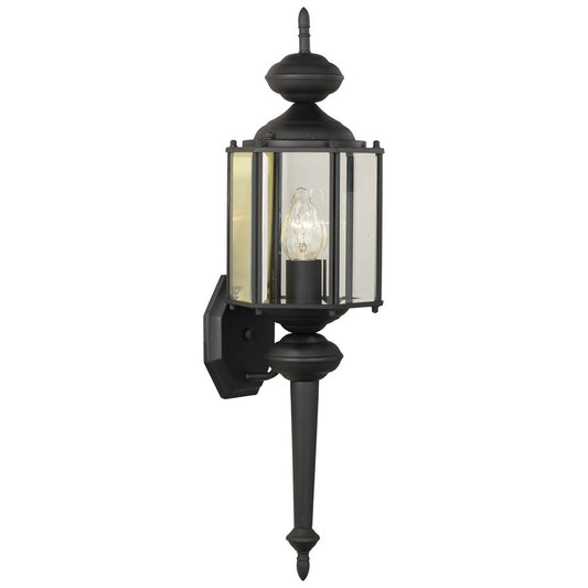 Atlas Lighting Brentwood 25in 1-Light Outdoor Sconce | Traditional Black Metal Lantern | Entryway & Covered Porch | 7 x 6 x 25 in | Model OL11080-BK