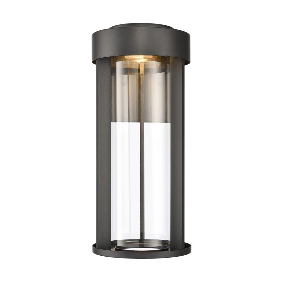 Atlas Lighting Brillis 16in 1-Light Outdoor Sconce | Modern Matte Black and Clear Glass | Covered Porch & Entryway | 7 x 8 x 16 in | Model OL11081-BK