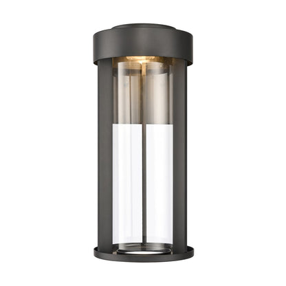 Atlas Lighting Brillis 16in 1-Light Outdoor Sconce | Modern Matte Black and Clear Glass | Covered Porch & Entryway | 7 x 8 x 16 in | Model OL11081-BK