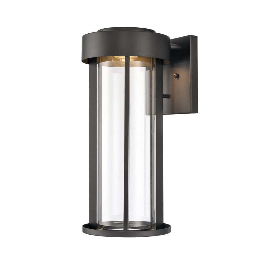 Atlas Lighting Brillis 16in 1-Light Outdoor Sconce | Modern Matte Black and Clear Glass | Covered Porch & Entryway | 7 x 8 x 16 in | Model OL11081-BK