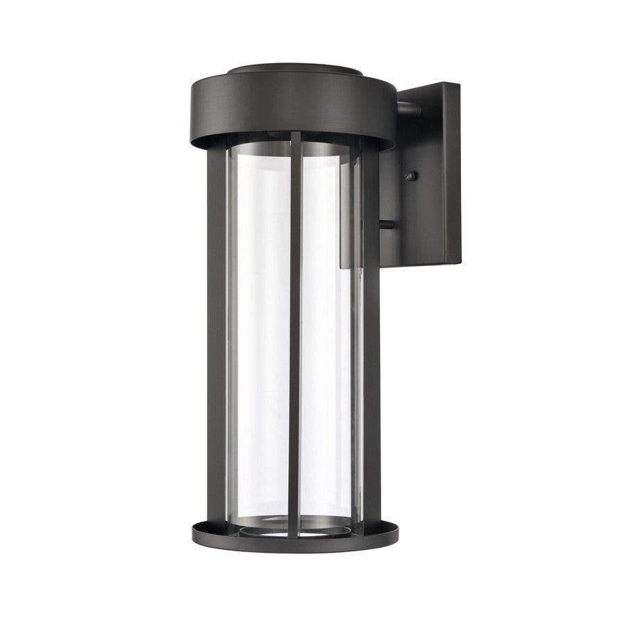 Atlas Lighting Brillis 16in 1-Light Outdoor Sconce | Modern Matte Black and Clear Glass | Covered Porch & Entryway | 7 x 8 x 16 in | Model OL11081-BK