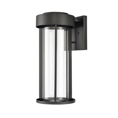Atlas Lighting Brillis 16in 1-Light Outdoor Sconce | Modern Matte Black and Clear Glass | Covered Porch & Entryway | 7 x 8 x 16 in | Model OL11081-BK