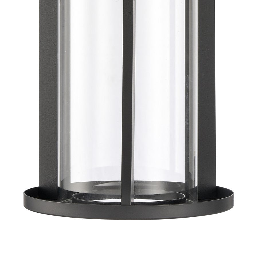 Atlas Lighting Brillis 16in 1-Light Outdoor Sconce | Modern Matte Black and Clear Glass | Covered Porch & Entryway | 7 x 8 x 16 in | Model OL11081-BK
