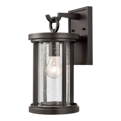 Atlas Lighting Brison 14in 1-Light Outdoor Sconce | Transitional Oil Rubbed Bronze and Clear Seeded Glass | Entryway & Covered | Model OL11082-BZ