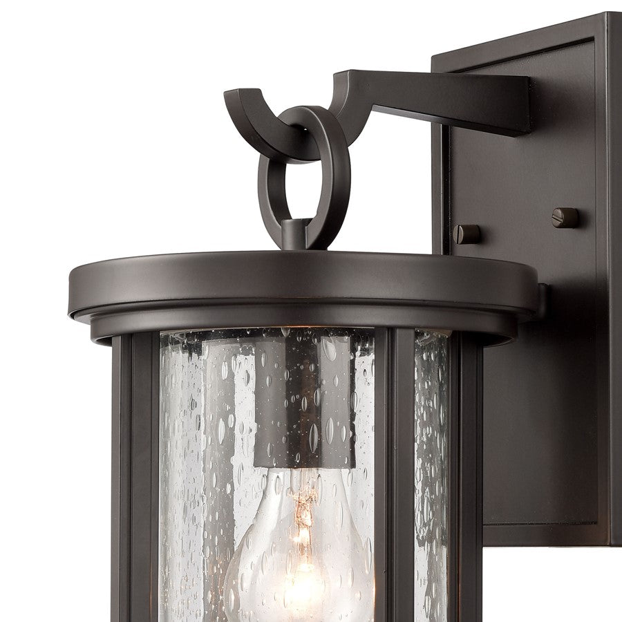 Atlas Lighting Brison 14in 1-Light Outdoor Sconce | Transitional Oil Rubbed Bronze and Clear Seeded Glass | Entryway & Covered | Model OL11082-BZ