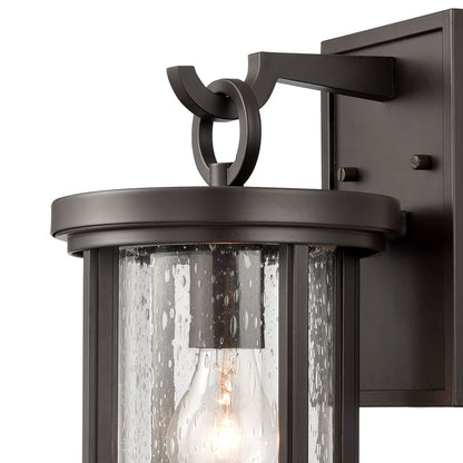 Atlas Lighting Brison 14in 1-Light Outdoor Sconce | Transitional Oil Rubbed Bronze and Clear Seeded Glass | Entryway & Covered | Model OL11082-BZ