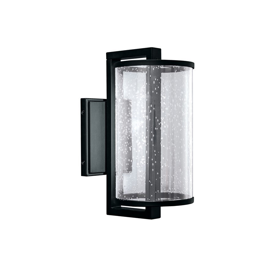 Atlas Lighting Candela 13in Integrated LED Outdoor Sconce | Modern Matte Black and Seeded Glass | Entryway & Covered Patio | Model OL11085-BK