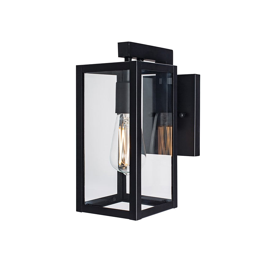 Atlas Lighting Capture 11in 1-Light Outdoor Sconce | Transitional Matte Black and Clear Glass | Entryway & Covered Patio | Model OL11087-BK