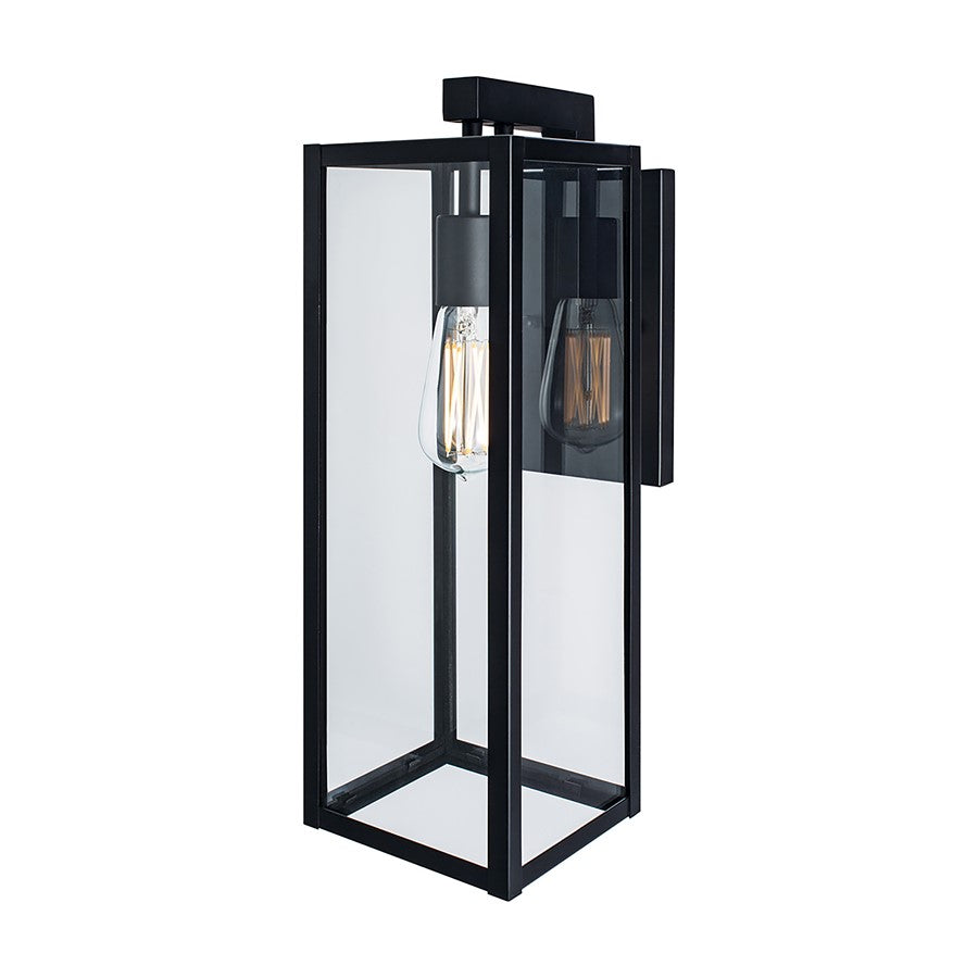 Atlas Lighting Capture 17in 1-Light Outdoor Sconce | Transitional Matte Black and Clear Glass | Entryway & Porch | Model OL11088-BK