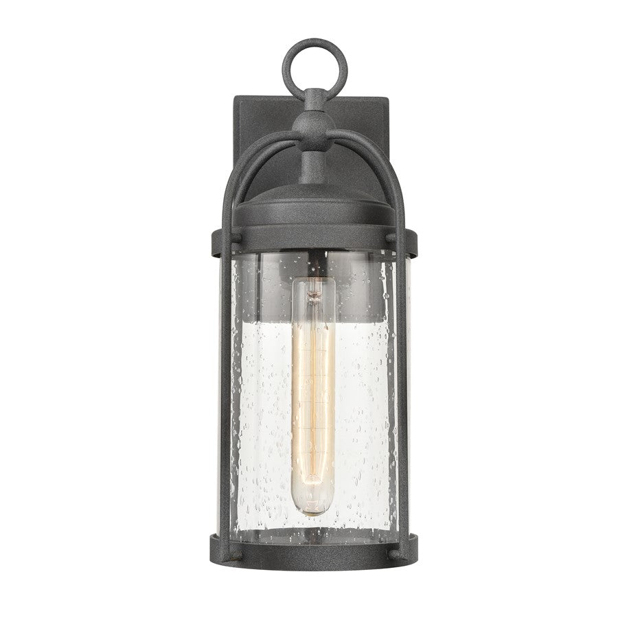 Atlas Lighting Catalonia 13.5in 1-Light Outdoor Sconce | Traditional Distressed Zinc and Clear Seeded Glass | Entryway & Porch | Model OL11091-GY