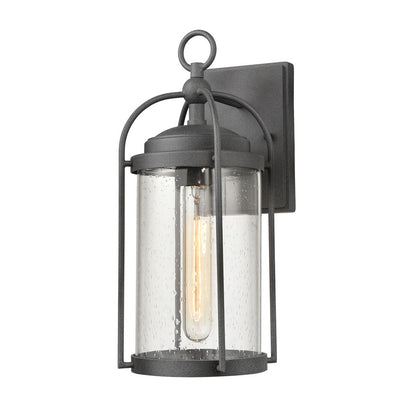 Atlas Lighting Catalonia 13.5in 1-Light Outdoor Sconce | Traditional Distressed Zinc and Clear Seeded Glass | Entryway & Porch | Model OL11091-GY