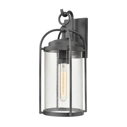 Atlas Lighting Catalonia 17.5in 1-Light Outdoor Sconce | Traditional Distressed Zinc and Clear Seeded Glass | Entryway & Porch | Model OL11092-GY