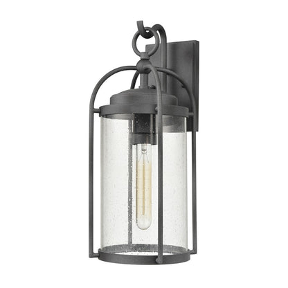 Atlas Lighting Catalonia 17.5in 1-Light Outdoor Sconce | Traditional Distressed Zinc and Clear Seeded Glass | Entryway & Porch | Model OL11092-GY