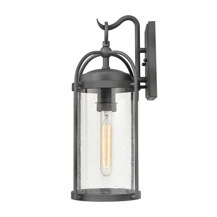 Atlas Lighting Catalonia 17.5in 1-Light Outdoor Sconce | Traditional Distressed Zinc and Clear Seeded Glass | Entryway & Porch | Model OL11092-GY