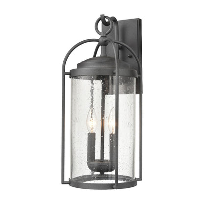 Atlas Lighting Catalonia 19in 2-Light Outdoor Sconce | Traditional Distressed Zinc and Clear Seeded Glass | Porch & Garage | Model OL11093-GY