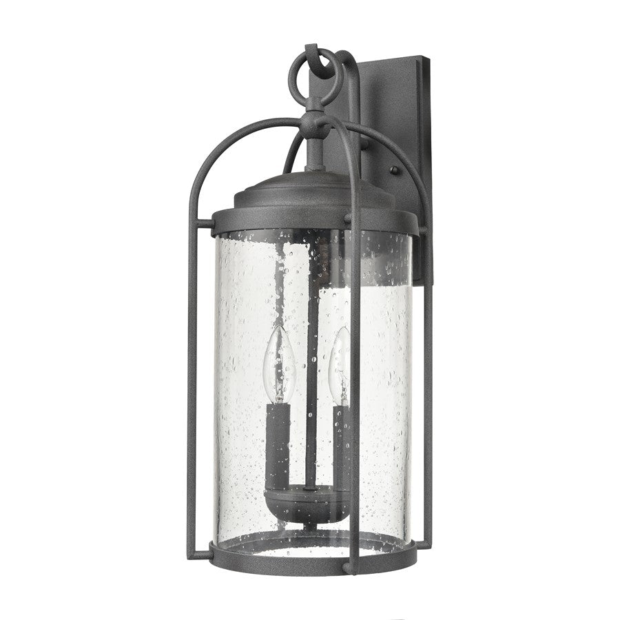 Atlas Lighting Catalonia 19in 2-Light Outdoor Sconce | Traditional Distressed Zinc and Clear Seeded Glass | Porch & Garage | Model OL11093-GY