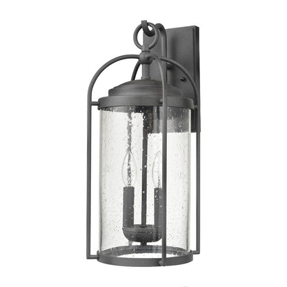 Atlas Lighting Catalonia 19in 2-Light Outdoor Sconce | Traditional Distressed Zinc and Clear Seeded Glass | Porch & Garage | Model OL11093-GY