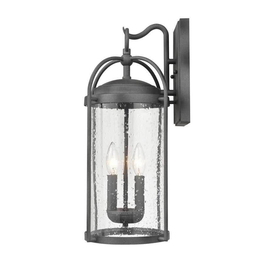 Atlas Lighting Catalonia 19in 2-Light Outdoor Sconce | Traditional Distressed Zinc and Clear Seeded Glass | Porch & Garage | Model OL11093-GY