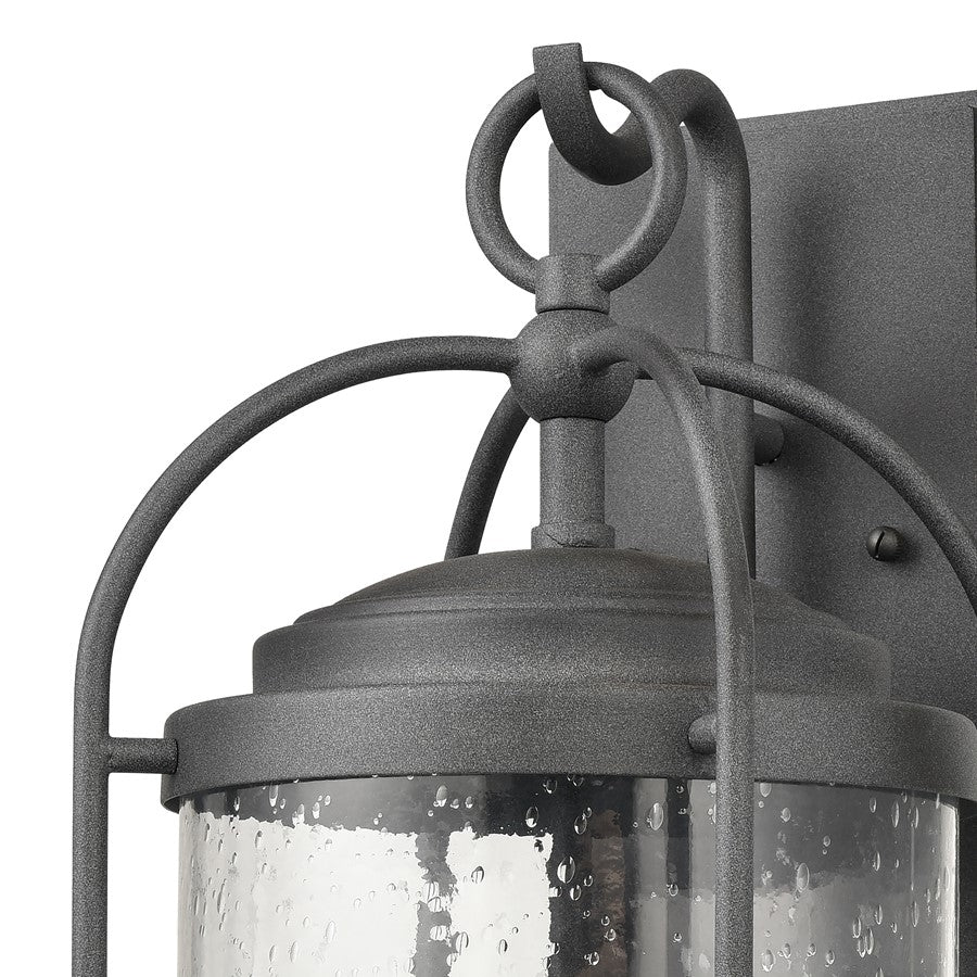 Atlas Lighting Catalonia 19in 2-Light Outdoor Sconce | Traditional Distressed Zinc and Clear Seeded Glass | Porch & Garage | Model OL11093-GY