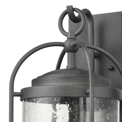 Atlas Lighting Catalonia 19in 2-Light Outdoor Sconce | Traditional Distressed Zinc and Clear Seeded Glass | Porch & Garage | Model OL11093-GY