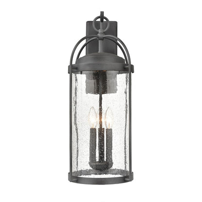 Atlas Lighting Catalonia 24in 3-Light Outdoor Sconce | Traditional Distressed Zinc and Clear Seeded Glass | Porch & Garage | Model OL11094-GY