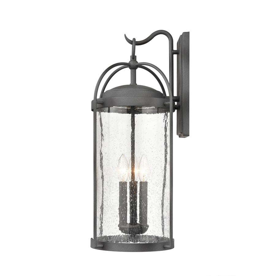 Atlas Lighting Catalonia 24in 3-Light Outdoor Sconce | Traditional Distressed Zinc and Clear Seeded Glass | Porch & Garage | Model OL11094-GY