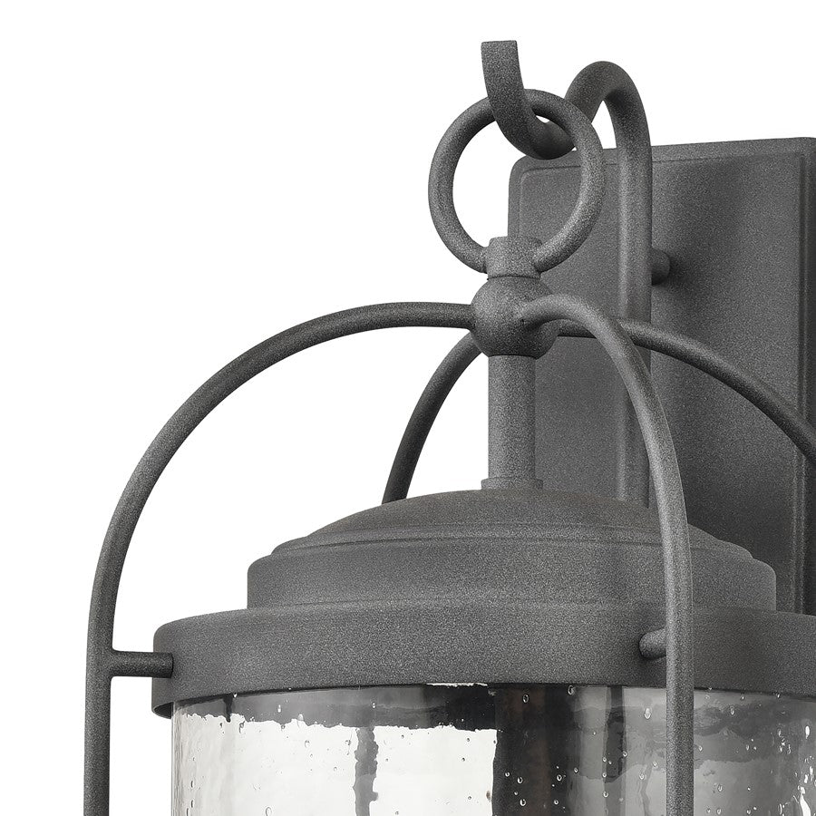 Atlas Lighting Catalonia 24in 3-Light Outdoor Sconce | Traditional Distressed Zinc and Clear Seeded Glass | Porch & Garage | Model OL11094-GY