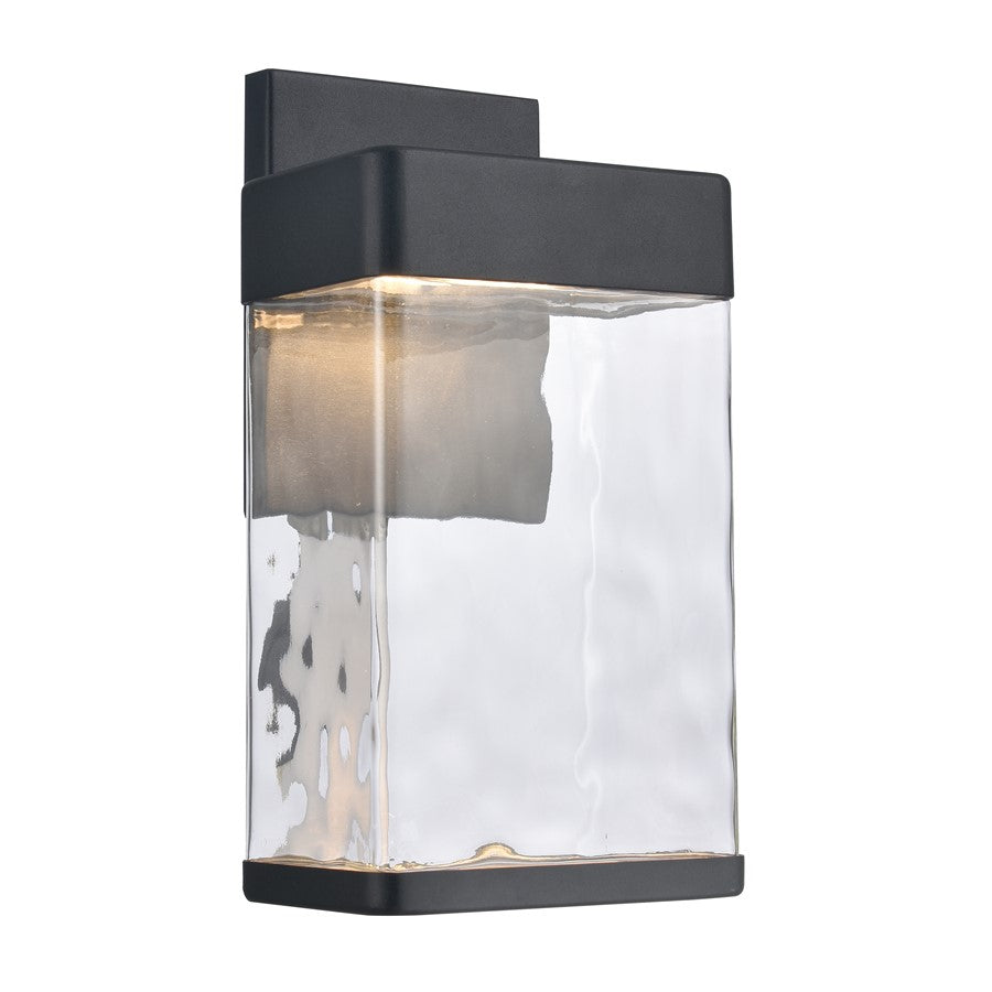 Atlas Lighting Cornice 13.5in 1-Light LED Outdoor Sconce | Transitional Charcoal Black and Clear Glass | Entryway & Covered Patio | Model OL11099-BK