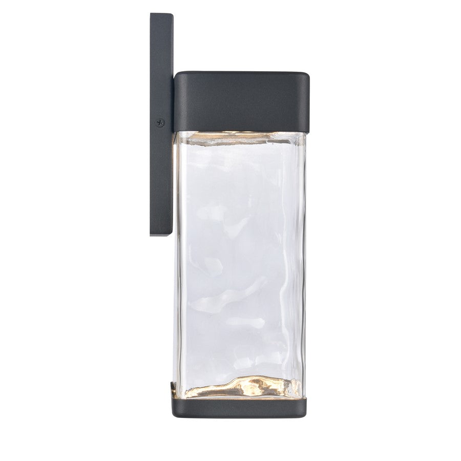 Atlas Lighting Cornice 13.5in 1-Light LED Outdoor Sconce | Transitional Charcoal Black and Clear Glass | Entryway & Covered Patio | Model OL11099-BK