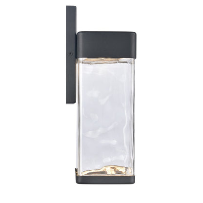 Atlas Lighting Cornice 13.5in 1-Light LED Outdoor Sconce | Transitional Charcoal Black and Clear Glass | Entryway & Covered Patio | Model OL11099-BK