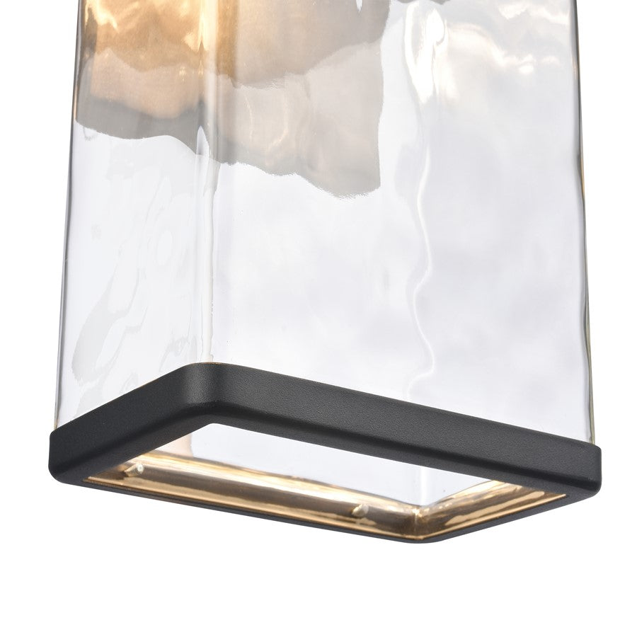 Atlas Lighting Cornice 13.5in 1-Light LED Outdoor Sconce | Transitional Charcoal Black and Clear Glass | Entryway & Covered Patio | Model OL11099-BK