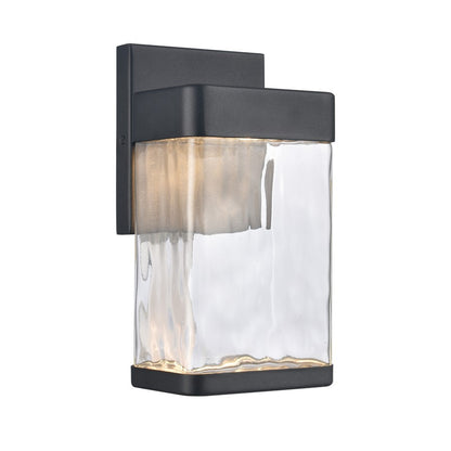 Atlas Lighting Cornice 9.75in 1-Light LED Outdoor Sconce | Transitional Charcoal Black and Clear Glass | Entryway & Covered Patio | Model OL11100-BK