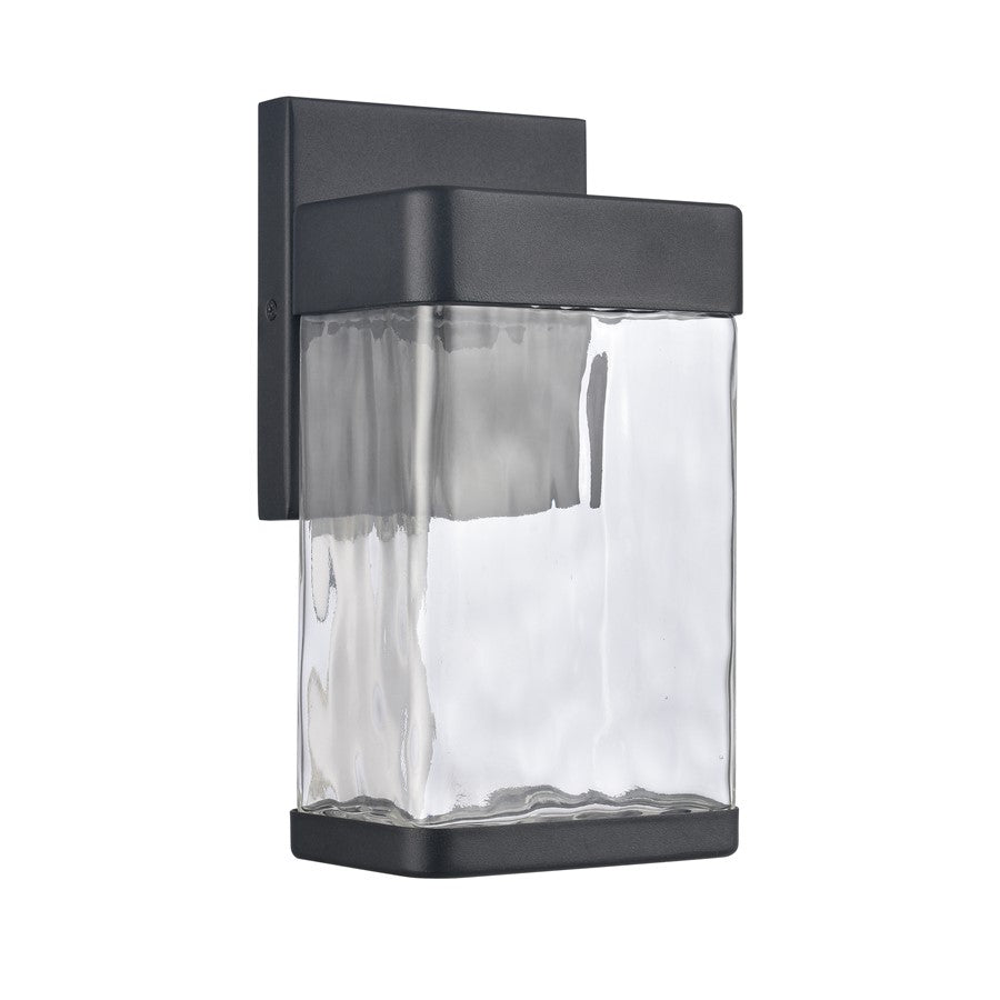 Atlas Lighting Cornice 9.75in 1-Light LED Outdoor Sconce | Transitional Charcoal Black and Clear Glass | Entryway & Covered Patio | Model OL11100-BK