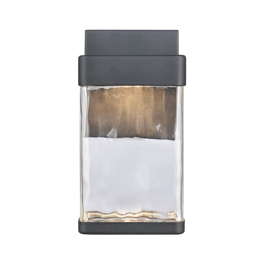 Atlas Lighting Cornice 9.75in 1-Light LED Outdoor Sconce | Transitional Charcoal Black and Clear Glass | Entryway & Covered Patio | Model OL11100-BK