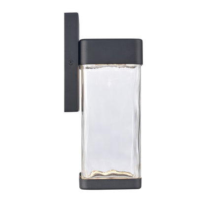 Atlas Lighting Cornice 9.75in 1-Light LED Outdoor Sconce | Transitional Charcoal Black and Clear Glass | Entryway & Covered Patio | Model OL11100-BK