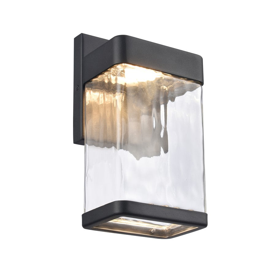 Atlas Lighting Cornice 9.75in 1-Light LED Outdoor Sconce | Transitional Charcoal Black and Clear Glass | Entryway & Covered Patio | Model OL11100-BK