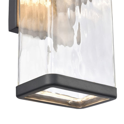 Atlas Lighting Cornice 9.75in 1-Light LED Outdoor Sconce | Transitional Charcoal Black and Clear Glass | Entryway & Covered Patio | Model OL11100-BK