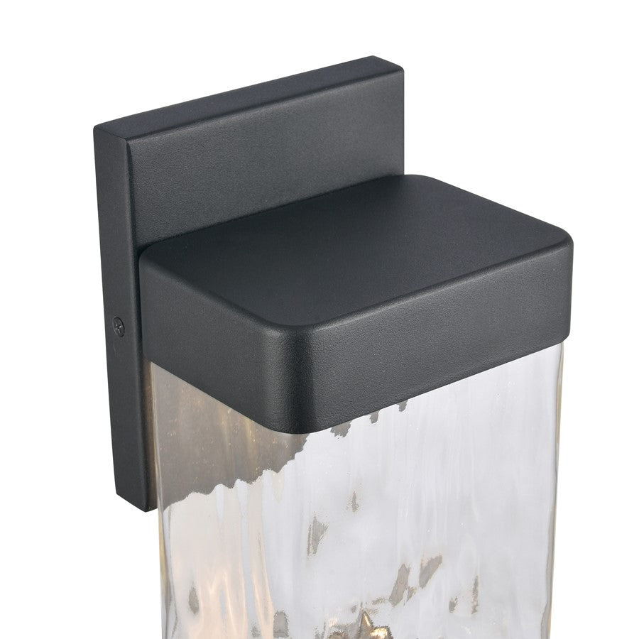 Atlas Lighting Cornice 9.75in 1-Light LED Outdoor Sconce | Transitional Charcoal Black and Clear Glass | Entryway & Covered Patio | Model OL11100-BK