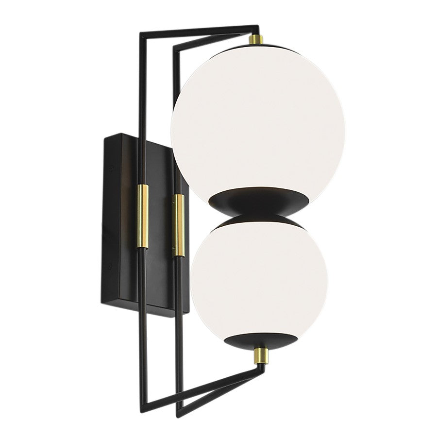 Atlas Lighting Cosmos 18.5in 1-Light LED Outdoor Sconce | Modern Matte Black and Satin Brass with White Glass | Entryway & Covered | Model OL11102-BK