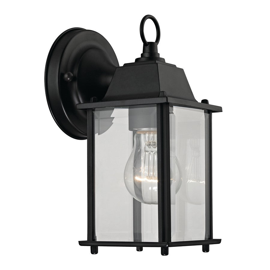 Atlas Lighting Cotswold 5in 1-Light Outdoor Sconce | Traditional Matte Black and Clear Glass | Porch & Entryway Wall Light | Model OL11104-BK