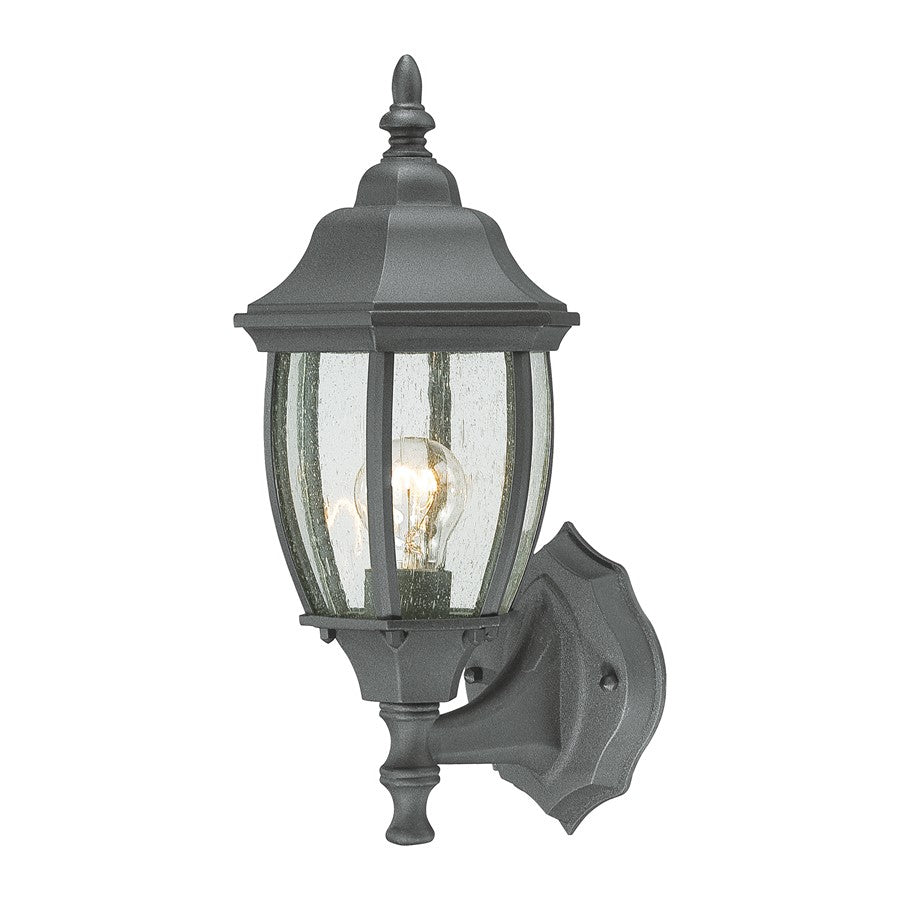 Atlas Lighting Covington 14in 1-Light Outdoor Sconce | Traditional Black and Clear Seeded Glass | Porch & Entryway | Model OL11105-BK