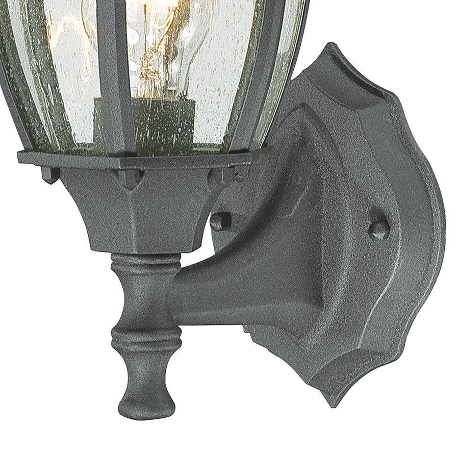 Atlas Lighting Covington 14in 1-Light Outdoor Sconce | Traditional Black and Clear Seeded Glass | Porch & Entryway | Model OL11105-BK