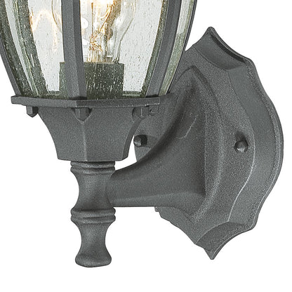 Atlas Lighting Covington 14in 1-Light Outdoor Sconce | Traditional Black and Clear Seeded Glass | Porch & Entryway | Model OL11105-BK