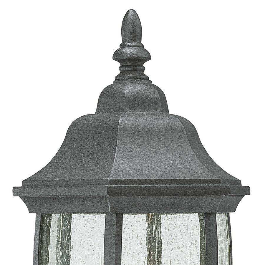 Atlas Lighting Covington 14in 1-Light Outdoor Sconce | Traditional Black and Clear Seeded Glass | Porch & Entryway | Model OL11105-BK