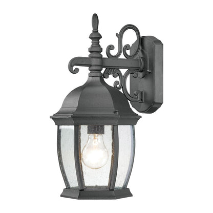 Atlas Lighting Covington 16in 1-Light Outdoor Sconce | Traditional Black and Clear Seeded Glass | Porch & Entryway | 8 x 9 x 16 in | Model OL11106-BK