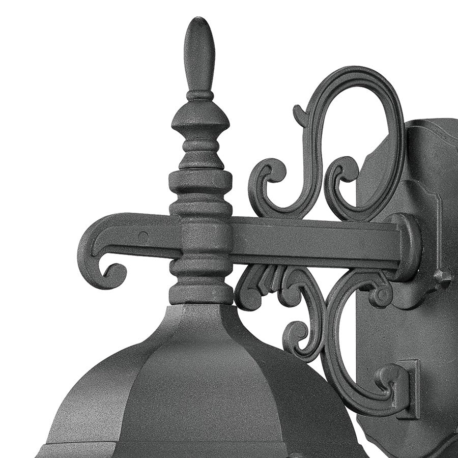 Atlas Lighting Covington 16in 1-Light Outdoor Sconce | Traditional Black and Clear Seeded Glass | Porch & Entryway | 8 x 9 x 16 in | Model OL11106-BK